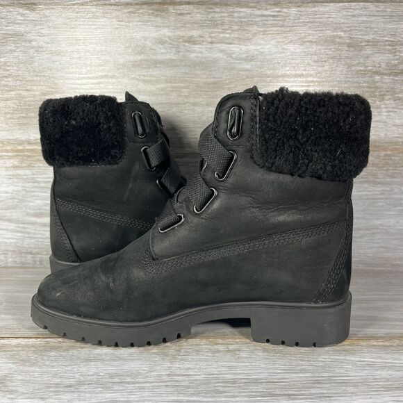 Timberland Women’s Jayne Waterproof Sherling Convenience Black Boots Size 6 - Picture 7 of 10